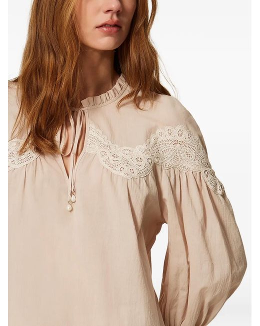 Twinset Natural Lace-Panelling Blouse