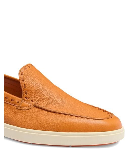 Santoni Orange Loafer mit runder Kappe