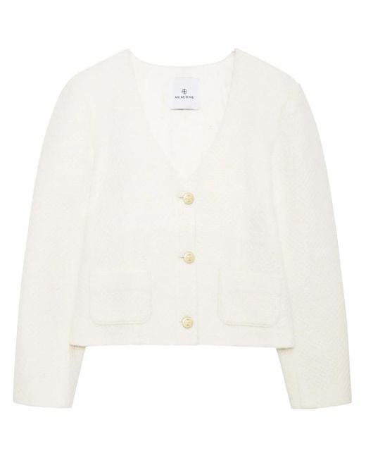 Anine Bing White Anitta V-Neck Cardigan