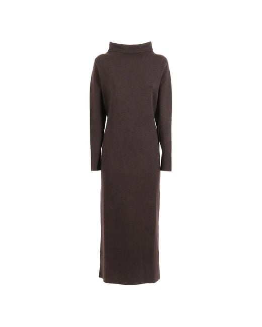 P.A.R.O.S.H. Brown Turtleneck Midi Dress