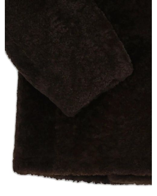 Fortela Black Perce Double-Breasted Shearling Coat for men