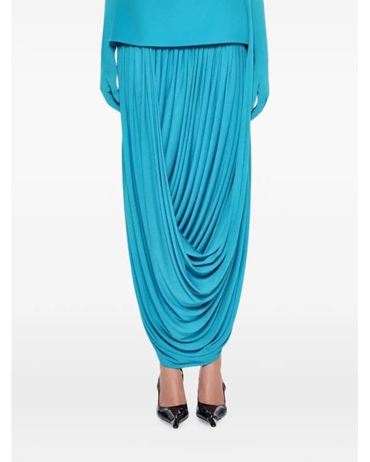 Chats by C.Dam Blue Draped Tube Maxi Dress