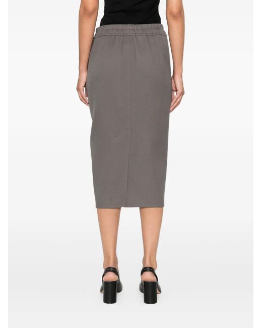 Rick Owens Gray Kordelzug-Midirock mit Reißverschluss