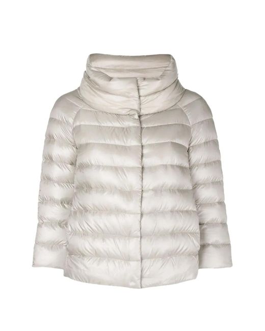 Herno White Zip-Up Padded Puffer Jacket
