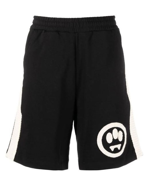 Barrow Black Logo-Appliqué Track Shorts
