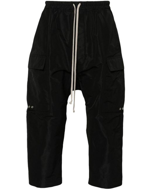 Rick Owens Black Tapered Cropped Cargo Pants for men