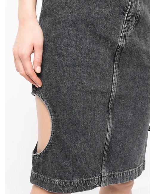 Off-White c/o Virgil Abloh Gray Meteor Denim Pencil Skirt