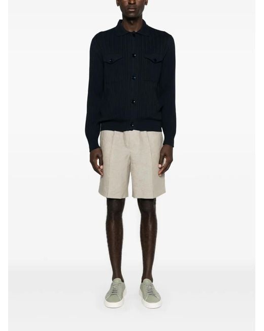 Brioni Blue Spread-Collar Buttoned Cardigan for men
