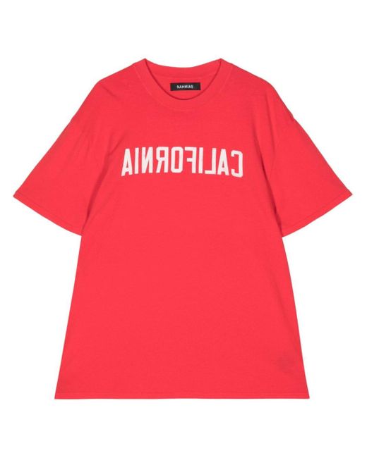 NAHMIAS Red California-print Cotton T-shirt for men