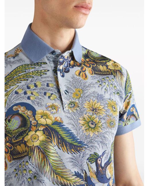 Etro Poloshirt mit Blumen-Print in Blue für Herren