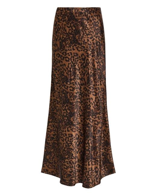 Rails Brown Romina Leopard-Print Satin Maxi Skirt