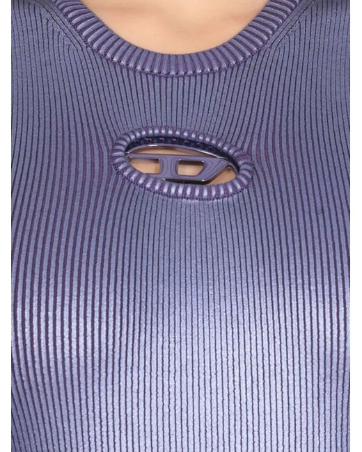 DIESEL Purple Mini M-Caddix-M Cut-Out Ribbed Dress