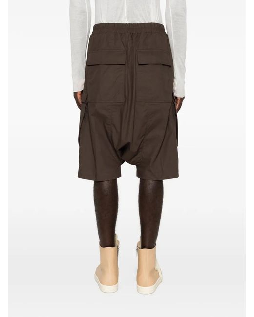 Rick Owens Brown Cargo Pods Drawstring Shorts for men