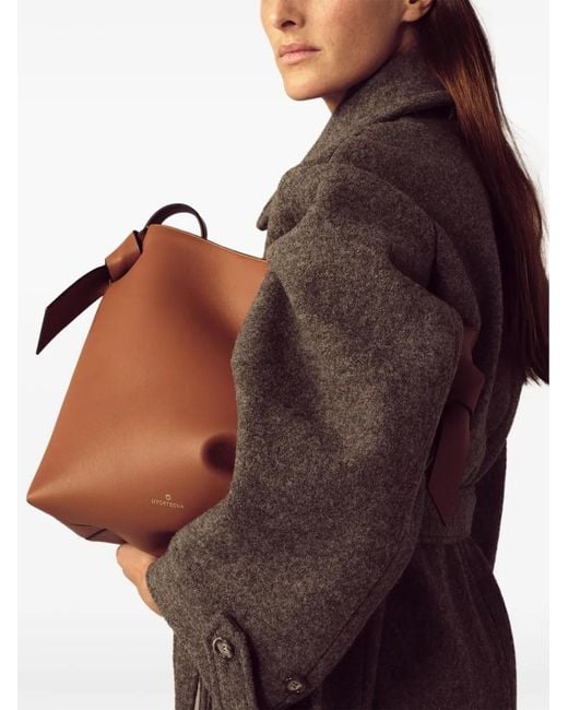La Portegna Brown Paula Knot-Detail Shoulder Bag