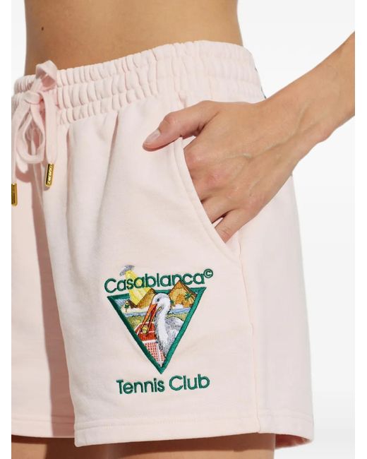 Casablanca Pink Tennis Club Embroidered-Logo Shorts