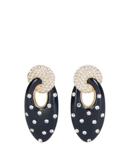 Balmain White Lacquered Brass Organic Earrings With Crystals