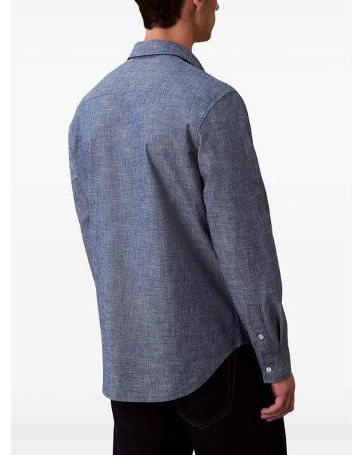 Calvin Klein Blue Logo-Patch Chest-Pocket Shirt for men