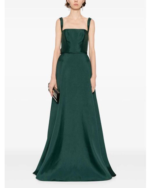 Amsale Green Square-Neck Gown