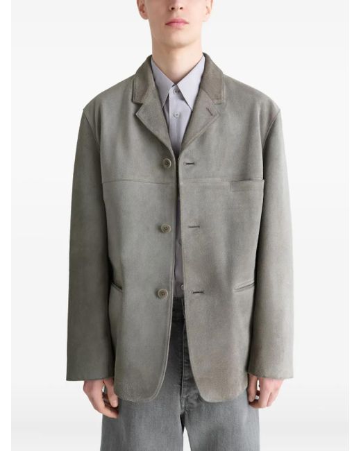Lemaire Gray Suede Single-Breasted Blazer for men