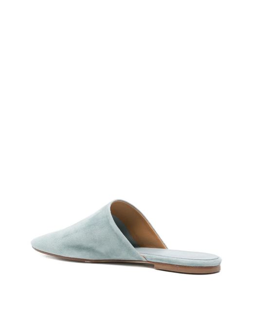 Aeyde White Rega Suede Round-Toe Mules