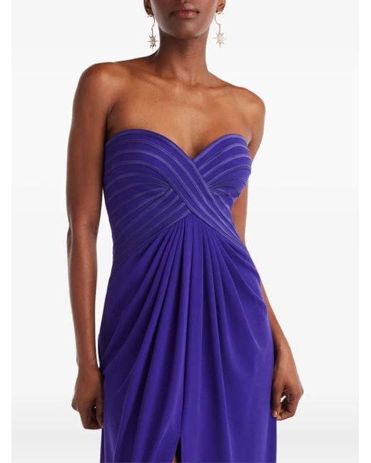 Tadashi Shoji Purple Strapless Pleated Maxi Dress