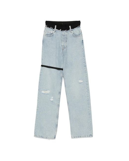 ALAINPAUL Blue Distressed Strap Jeans