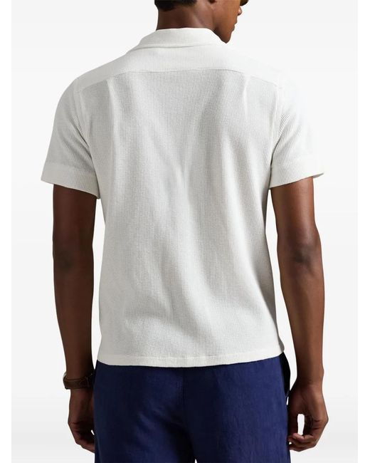 Polo Ralph Lauren White Waffle-Knit Patch-Pockets Shirt for men