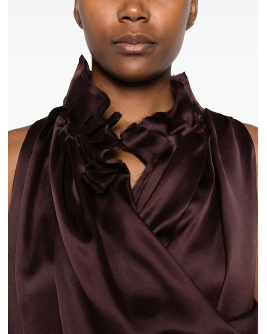 Khaite Purple Draped Silk Dress