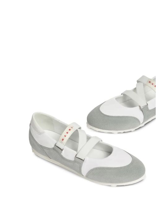 Marni White Soccer Retro Ballerina Trainers