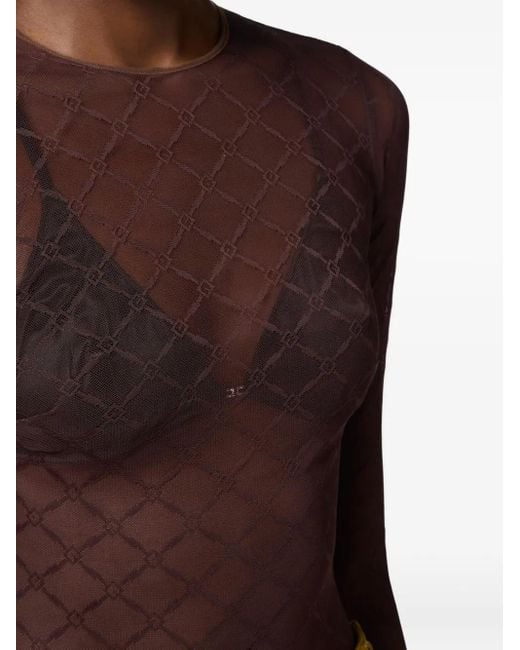 Elisabetta Franchi モノグラム ボディスーツ Purple