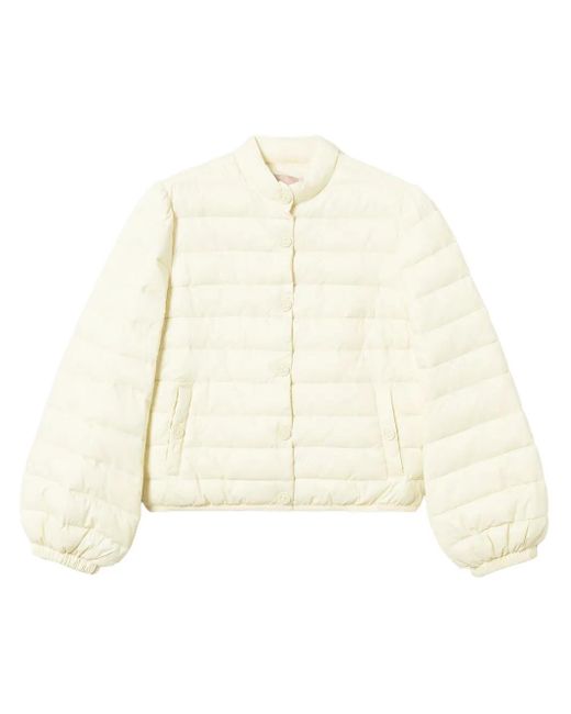 Twinset White Logo-Buttons Puffer Jacket