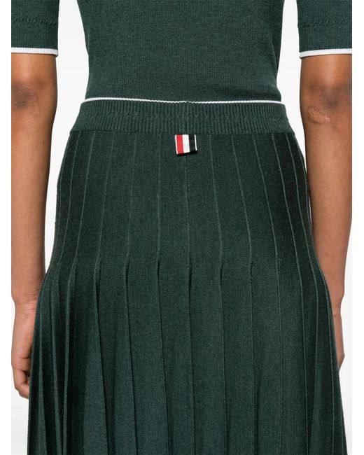 Thom Browne Green Pleated Knitted Midi Skirt