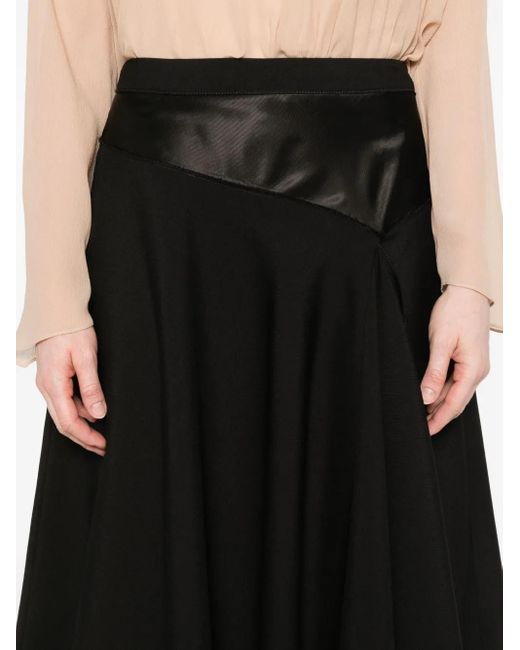 Marni Black Satin-Panel Midi Skirt