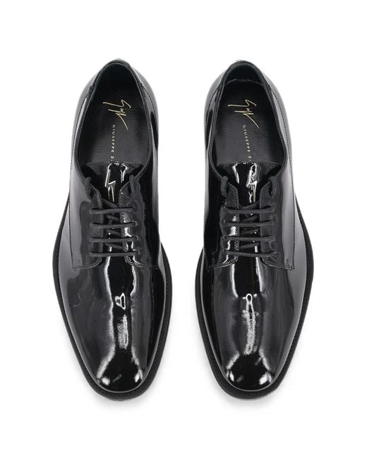 Giuseppe Zanotti Black Patent-Leather Derby Shoes for men