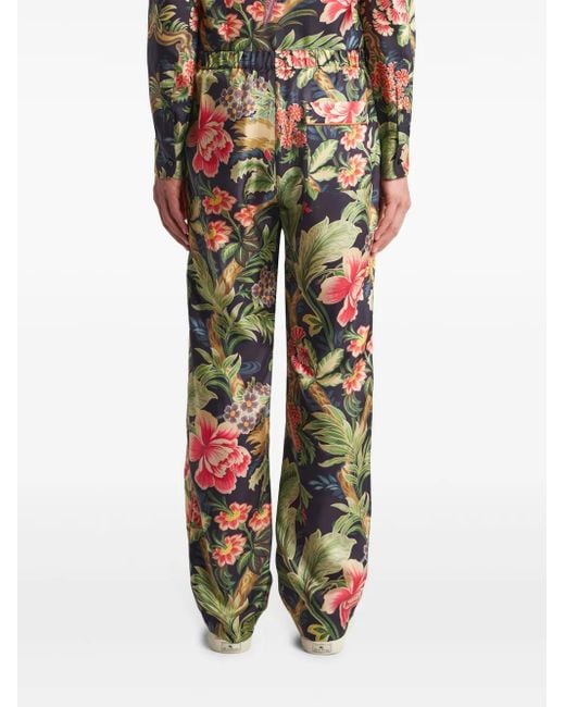 メンズ Etro フローラル シルクパンツ ブルー | Lyst