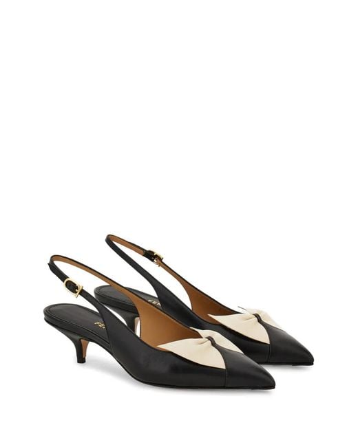Ferragamo Black Soft Bow Slingbacks