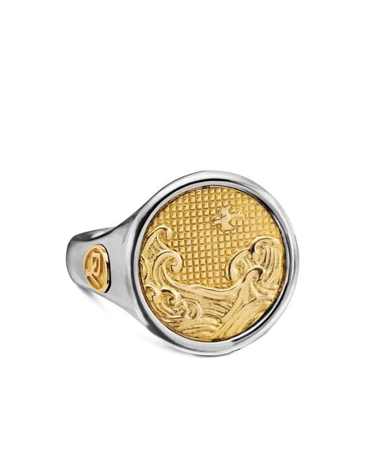 David Yurman Metallic 18Kt And Sterling Water And Fire Duality Signet Ring (20Mm) for men