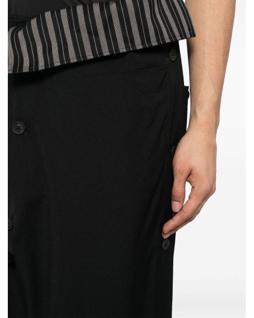 Pantalones anchos con cintura plegable Yohji Yamamoto de hombre de color Black