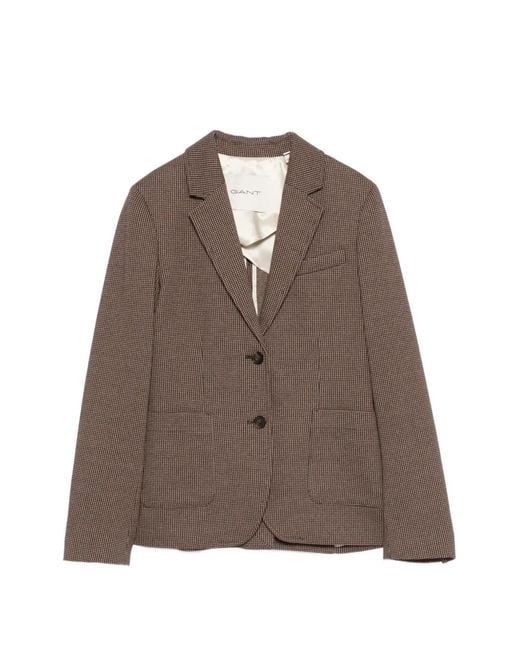 Gant Brown Check-Pattern Blazer