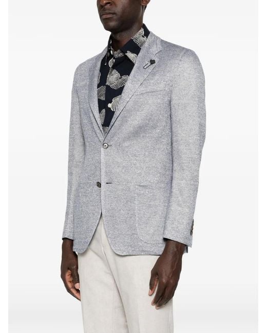 Lardini Gray Single-Breasted Buttoned Blazer for men