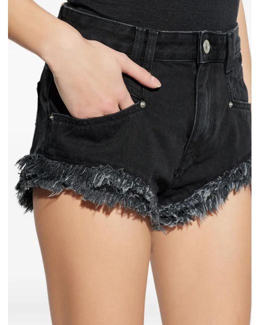 Isabel Marant Black Eneidala Fringed-Detail Shorts