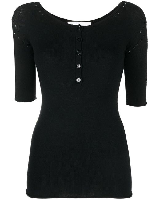 Sportmax Black Knitted Henley Shirt