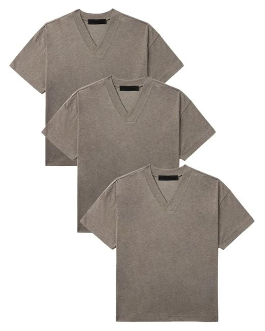 Fear Of God Gray V-Neck T-Shirt (Pack Of Three) for men