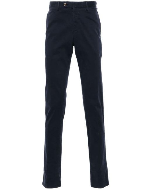 PT Torino Blue Pressed-Crease Trousers for men