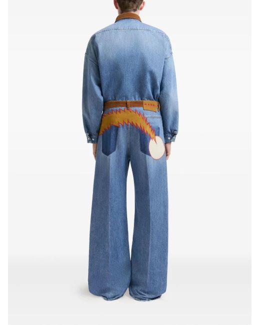 メンズ Marni X Slawn & Soldier ベルベットトリム ジーンズ Blue