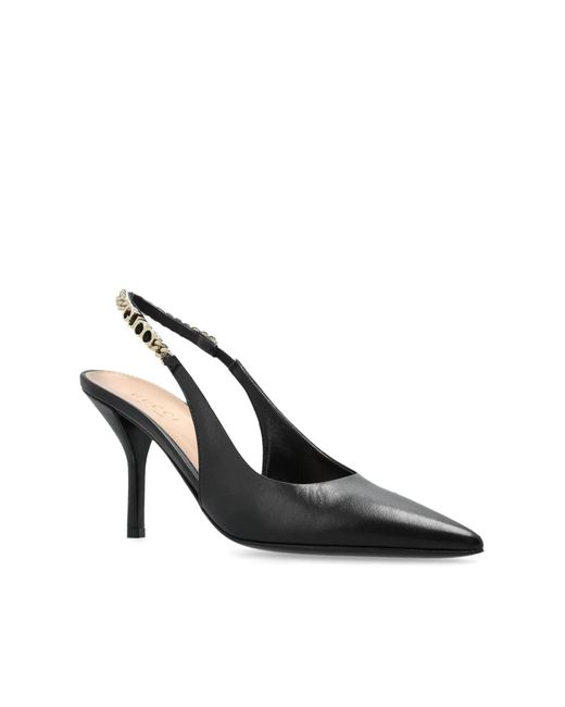 Gucci Black 105Mm Signoria Slingback Pumps