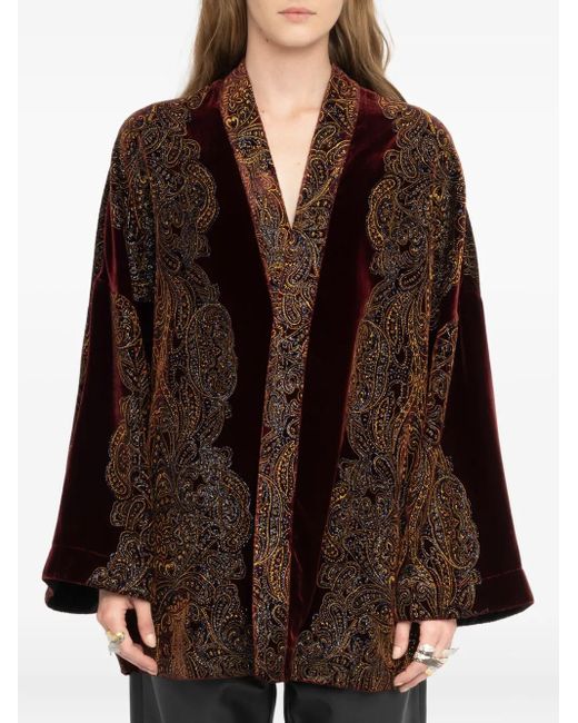 Zadig & Voltaire Fluwelen Jack Met Paisley-Print in het Brown