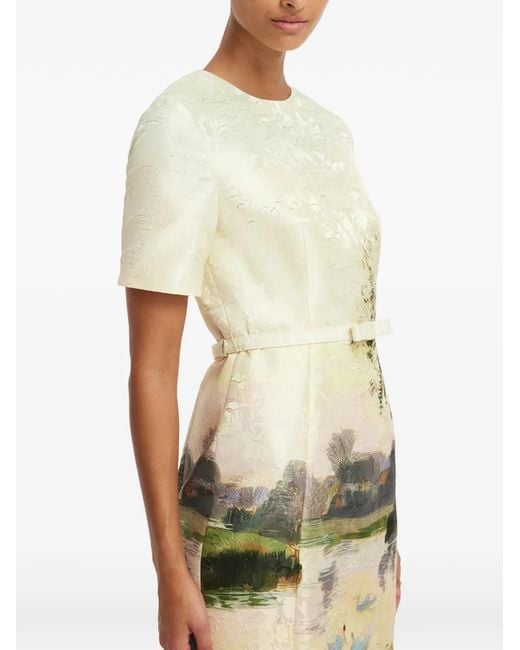 LEO LIN Green Robe Mi-Longue Elizabeth À Motif En Jacquard