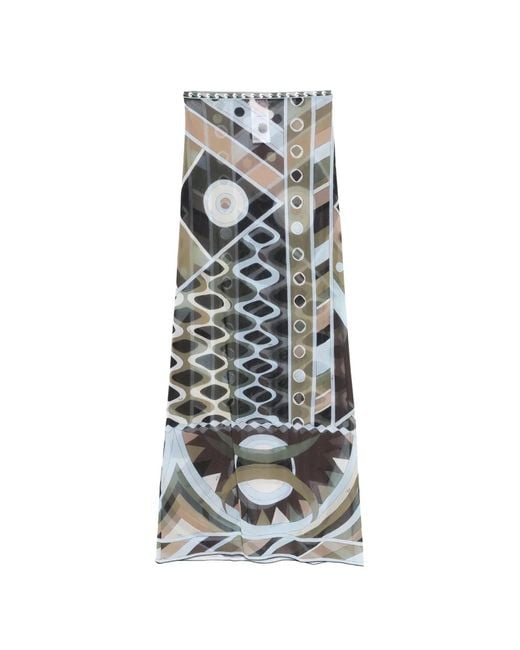 Emilio Pucci White Printed Tulle Skirt