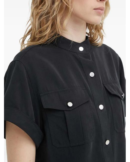 Theory Black Button-Up Pocket-Detail Shirt